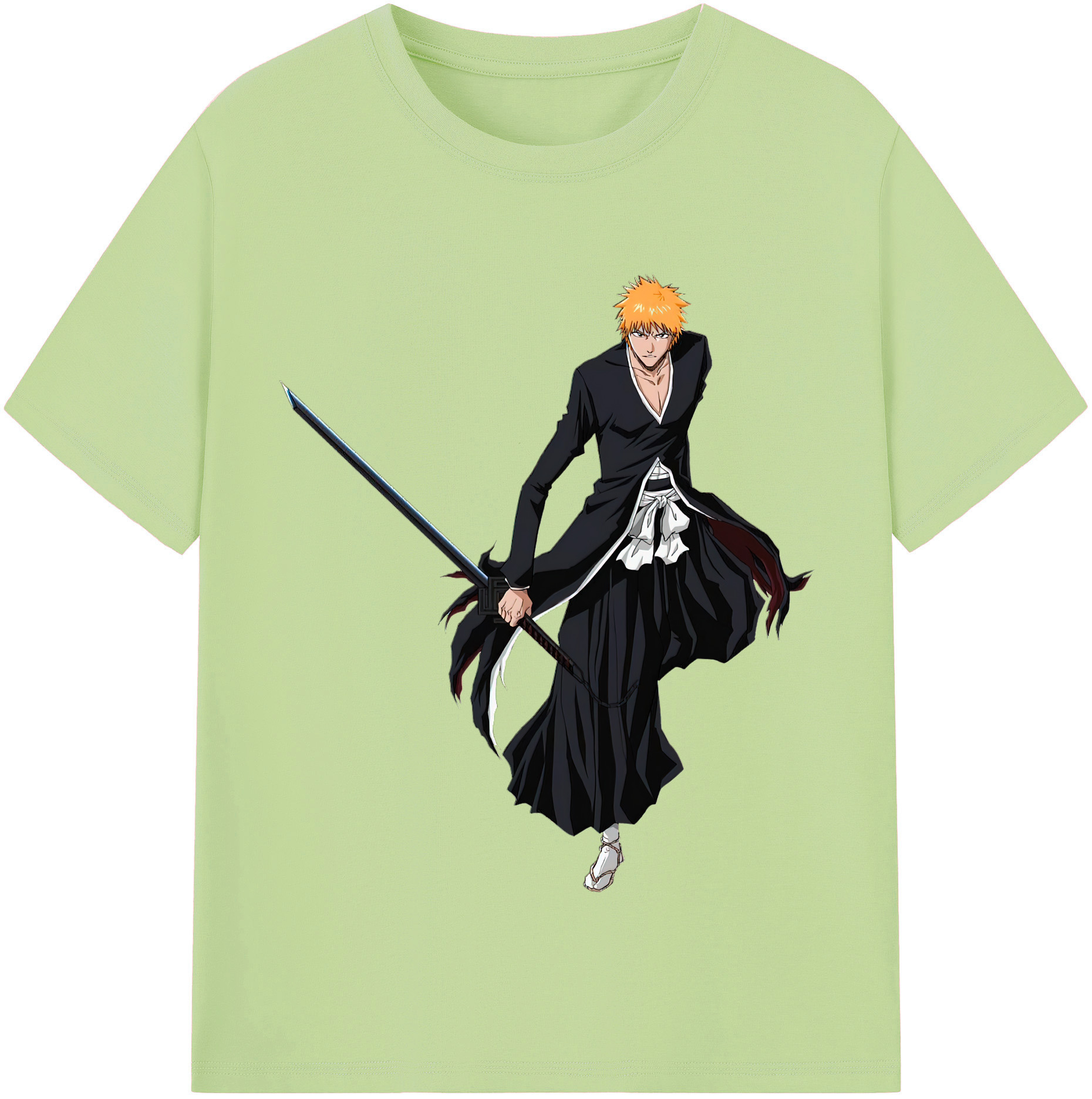 （画像用） ブリーチ 黒崎一護（くろさき いちご）BLEACH Kurosaki Ichigo 綿100％半袖Tシャツ（フロントプリント）
